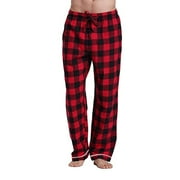 Fupinoded Mens Sleep Pants Flannel Sleep Pants For Men Men'S Pajama Pants Flannel Plaid Lounge Fleece Warm Sleepwear Pants Pj Bottoms Drawstring And Pockets Red M